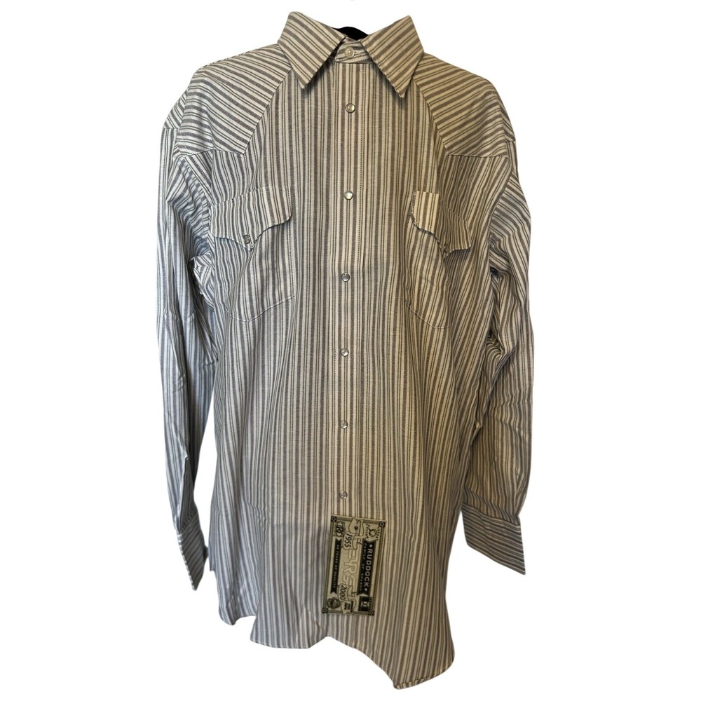 NWT Ruddock Pearl Snap Button Down Shirt Size 17.5/35 Vintage Made in USA